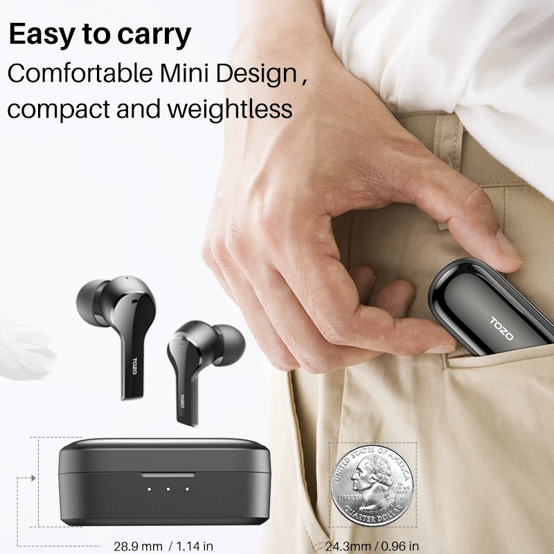 Беспроводные наушники Tozo T9 True Bluetooth Наушники с 4 микрофонами шумоподавлением