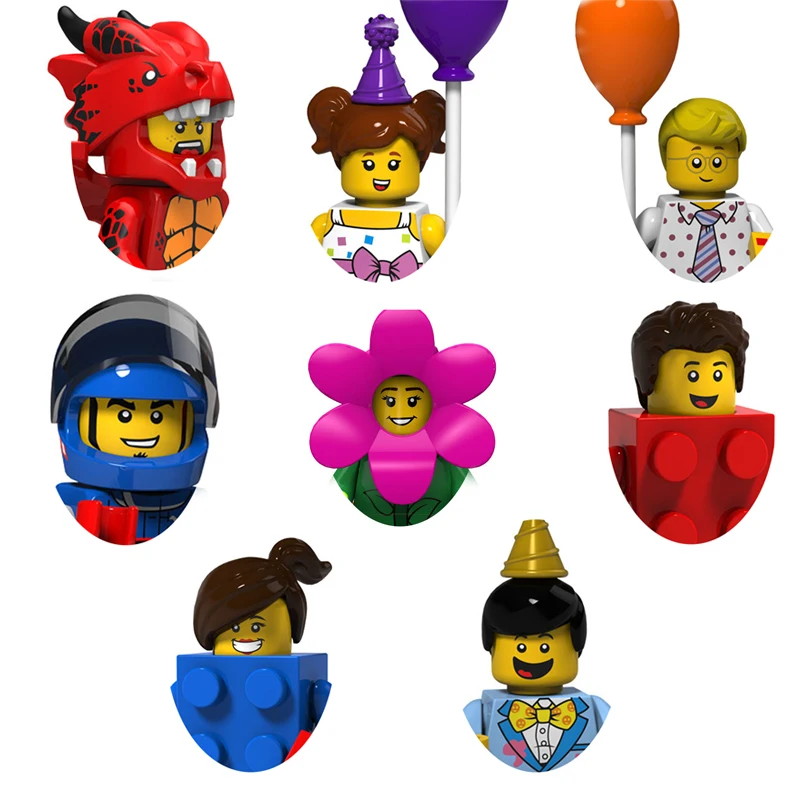 Конструктор одиночный мультяшный сборный фигурки животных торт на день рождения