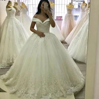 lace appliques v neck off shoulder bridal gowns princess wedding dresses luxury crystal beads up back vestido de noiva