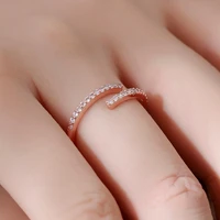 real 925 sterling silver gold zircon geometric irregular opening ring for fashion women cute fine jewelry minimalist accessories