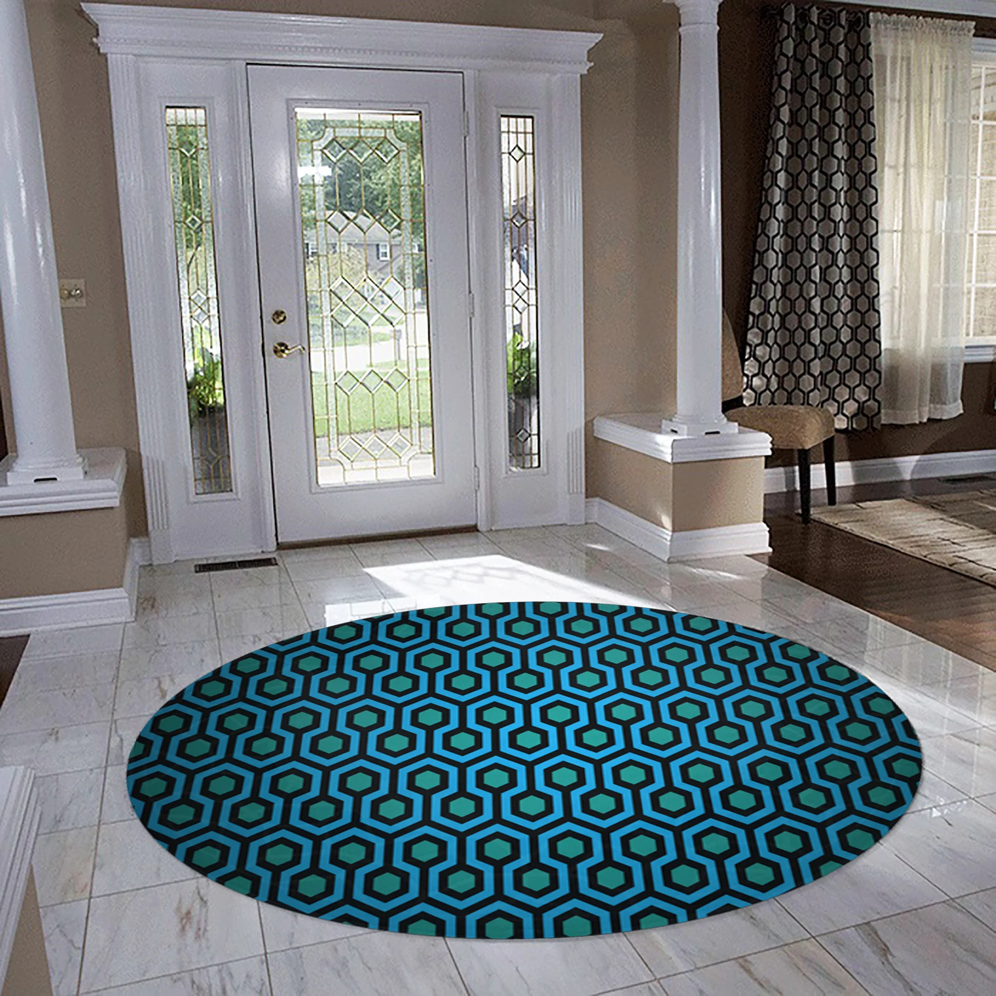 

Blue Patterned Round Rug, 2021 New Summer Season Carpets, Area Rug,Game Carpet, kids Room Rug Modern Rug,Fashion Rugs,gzm1250