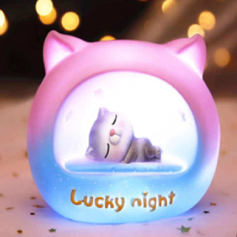 

Cartoon creative ornaments play heart cat star lamp bedside small night light to send children's birthday gift enamel decoration