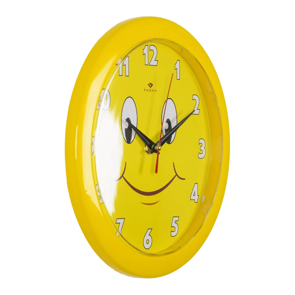 Настенные часы &quotДетские Смайл желтые &quot 23 см х Рубин для детской комнаты |