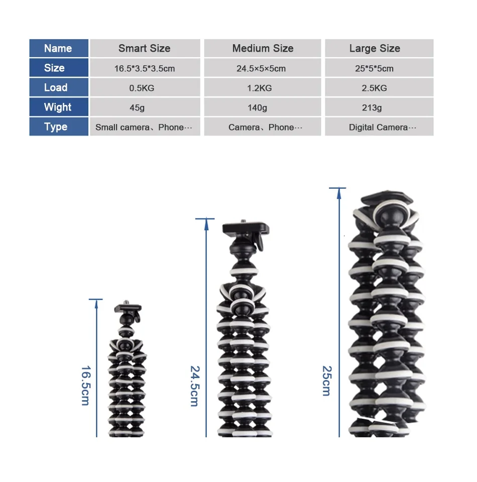 Штатив-трипод гибкий Осьминог Gorillapod для телефона камеры S M L / настольный