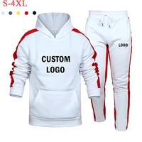 custom logo winter mentracksuit hoodiepants two pieces casual set male sportswear gym jogging plus size s 4xl sweatsuit