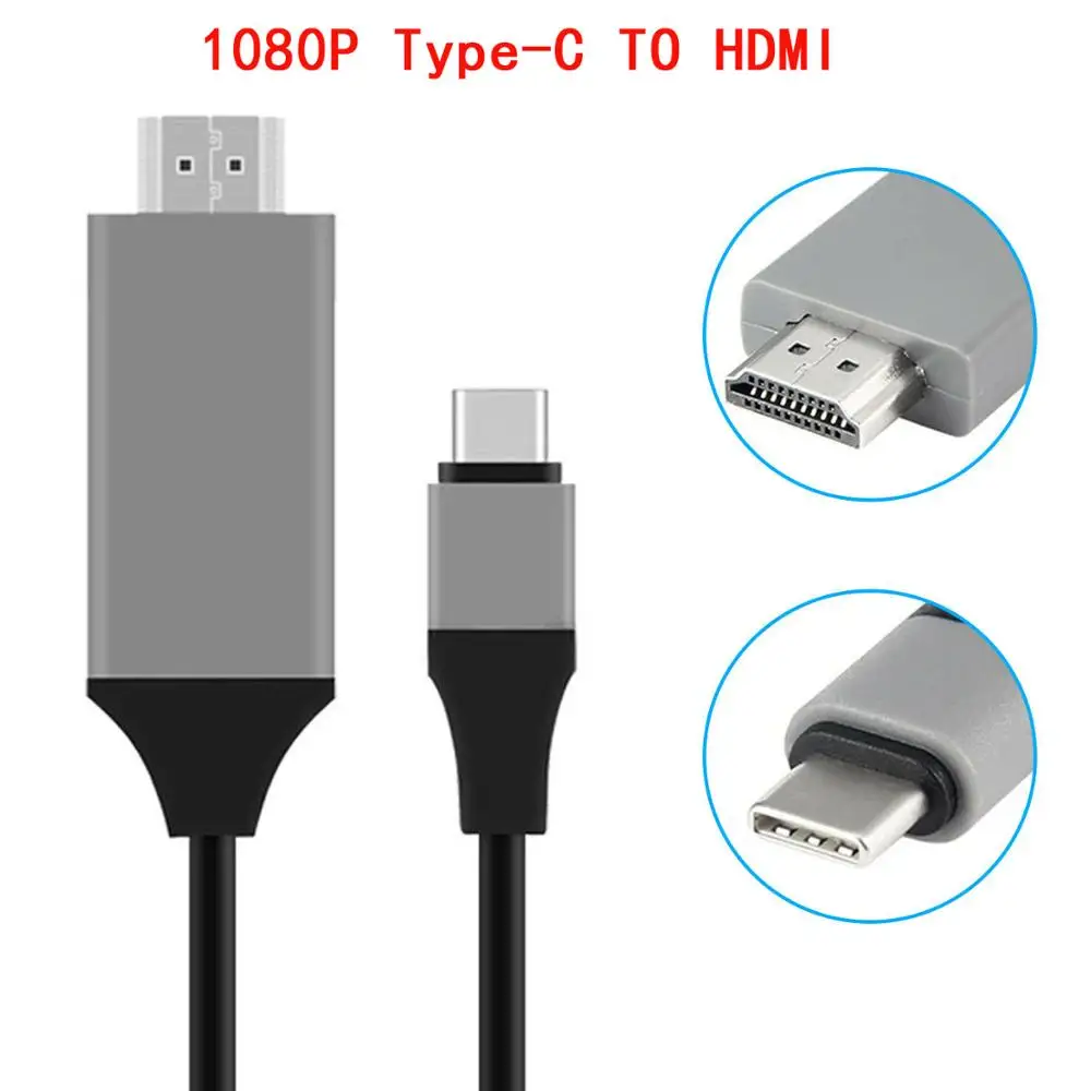 Черный USB 3,1 type C к HDMI 4 K/1080 P Кабель-адаптер 2 м type C к HDMI кабель для MacBook samsung Galaxy S9/S8/Note 9 huawei USB-C HDMI - Цвет: Черный
