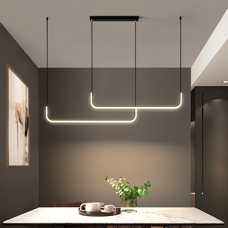 Современная светодиодная люстра в минимализм для столовой кухни черная