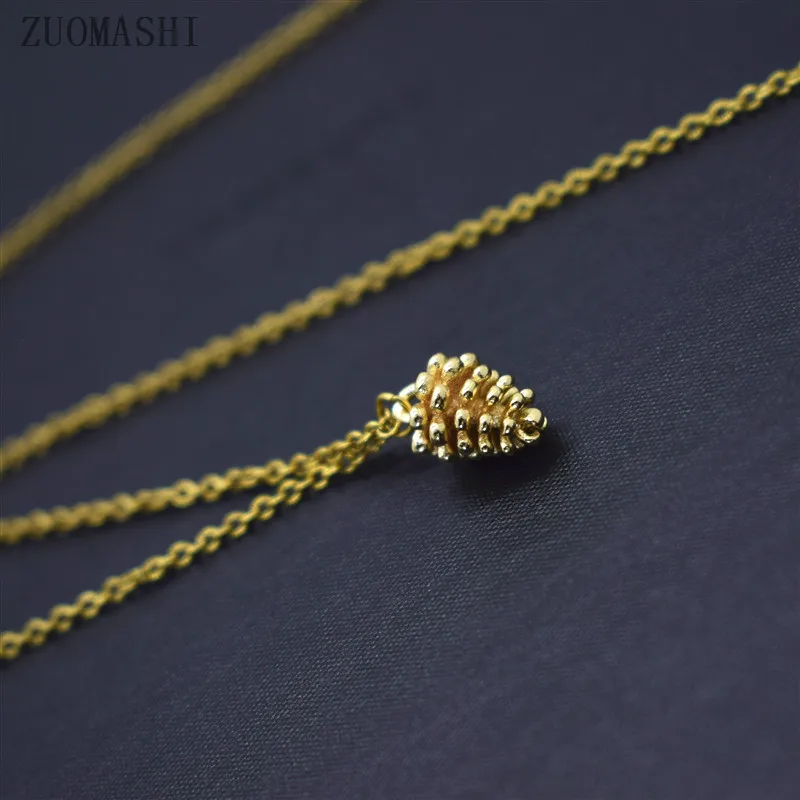 ZUOMASHI Tiny Pinecone Очаровательное ожерелье изящное колье из сосны Осеннее ювелирное