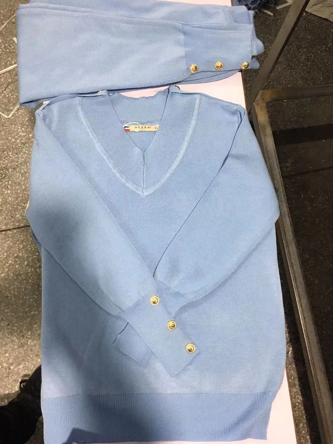 

Sweater Suit And Sets Casual Women V Neck Long Sleeve Metal Buttons Top Casual Pullover Two-Piece Tracksuit Kylie Jenner
