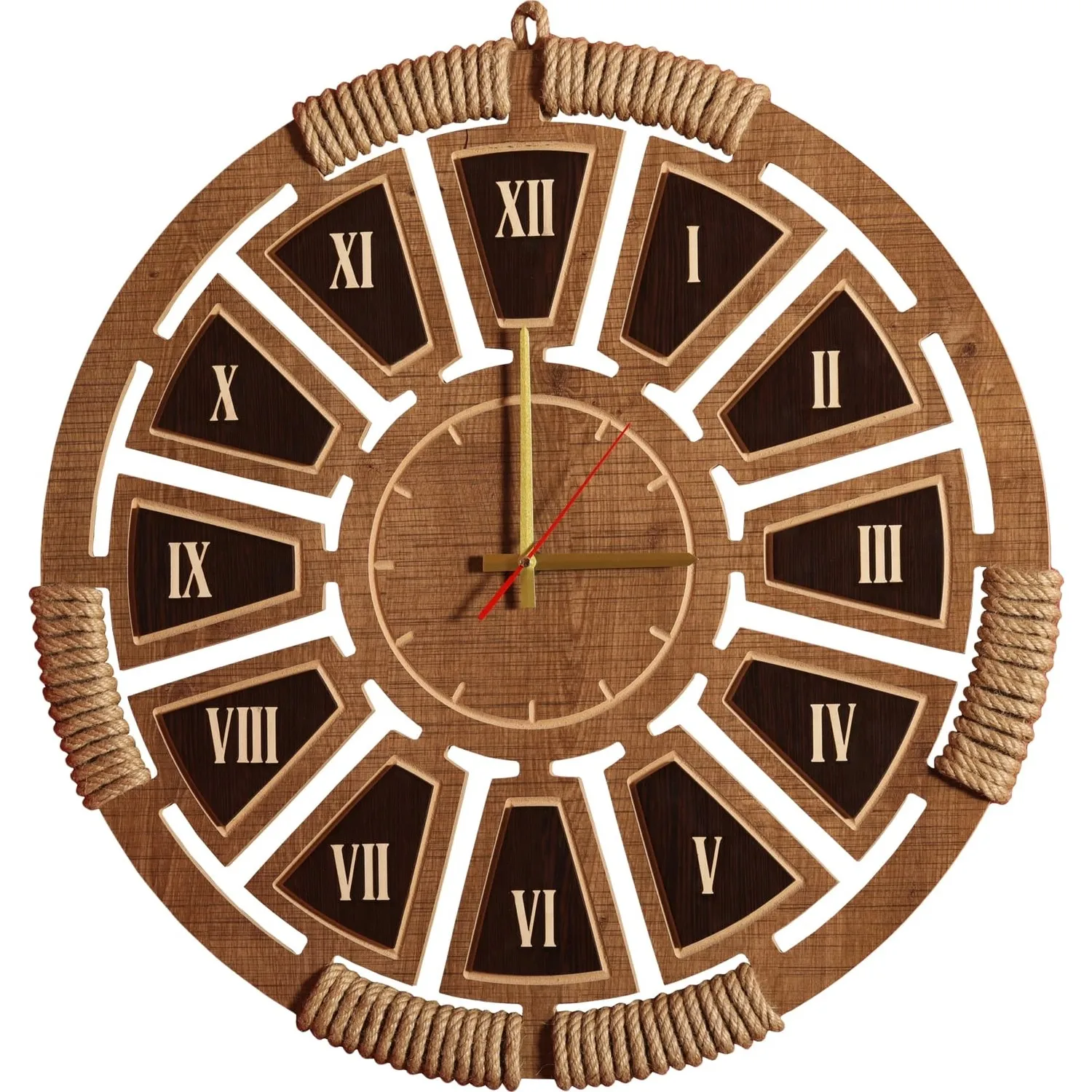 

SERESSTORE Wood City Zeyrek Roman Numeral Authentic Straw Engraved Wooden Clock 35-45-55 cm