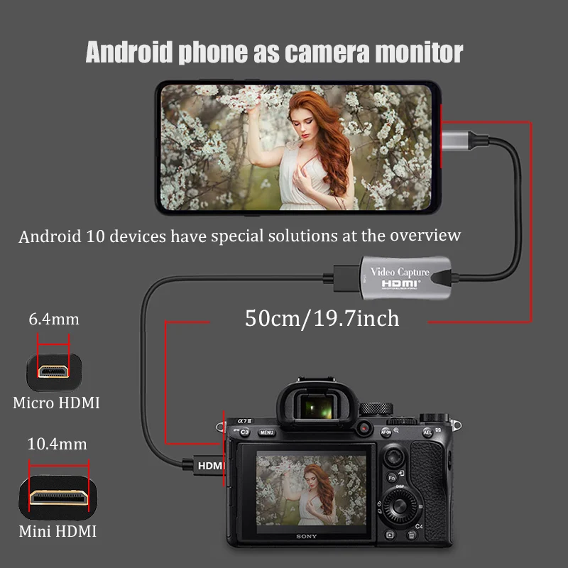 bfollow android phone tablet as camera monitor camcorder hdmi adapter for vlog youtuber filmmaker dslr video capture card free global shipping
