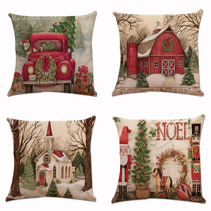 Рождественский чехол для подушки CANIRICA автомобильный 45x45 см декоративные дивана