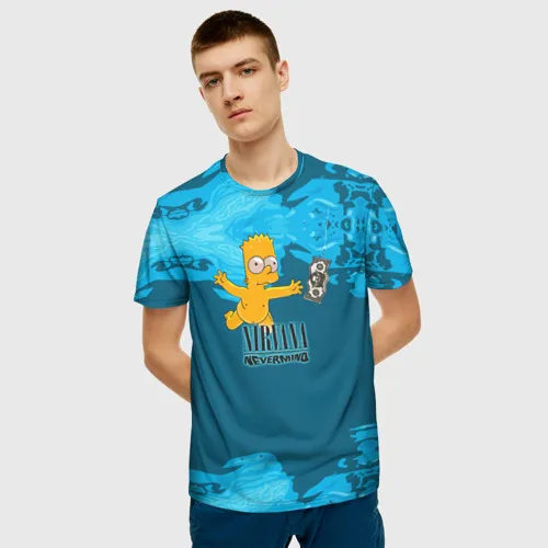 Мужская футболка 3D Nirvana &amp Simpson | Футболки