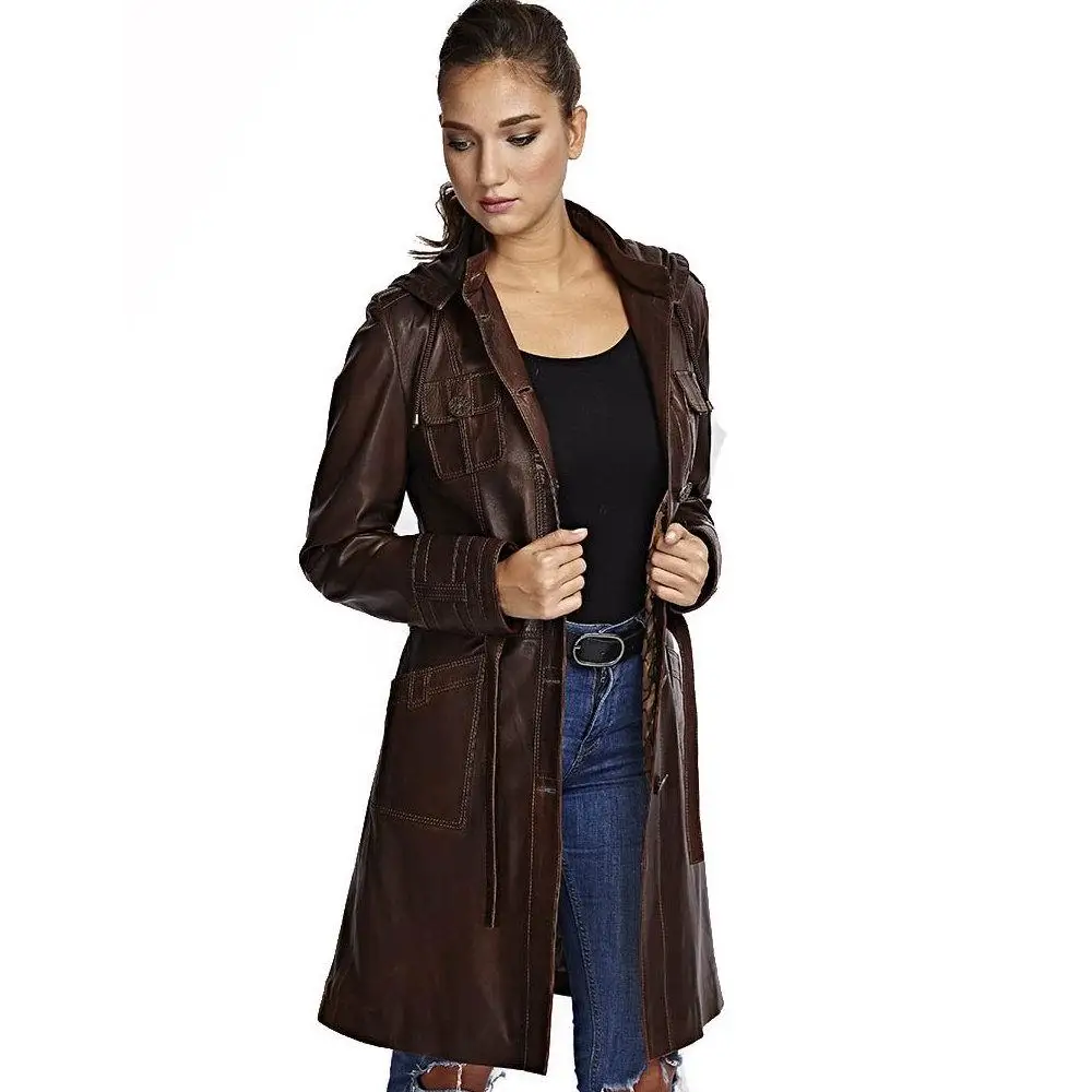 Women leather coat Genuine Leather Women 's Jacket Coats Real Original Lambskin Autumn Winter  Slim Коричневое кожаное пальто