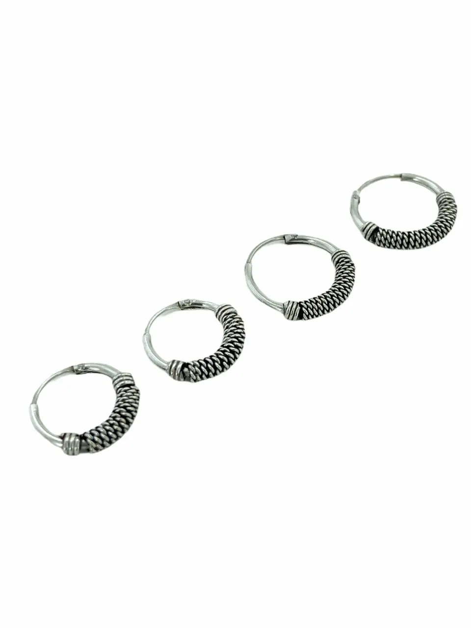 

Small Size Oxidized Sports 925 Sterling Silver Hoop Earrings