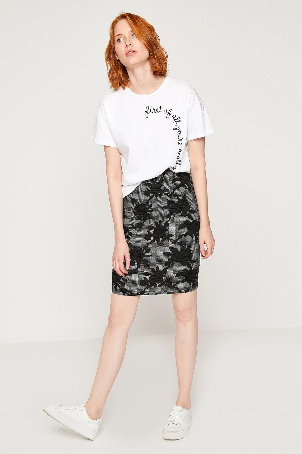 Koton женский черный Мини нормальная Талия Узкий крой юбка 8YAK73629GK|Женские юбки| |