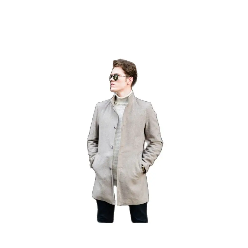 Men's Judge Collar Mink Cachet Coat High Quality Slim Fit Front Button-Down Fashion 2021 Autumn Winter Season OutwearDailyCasual
