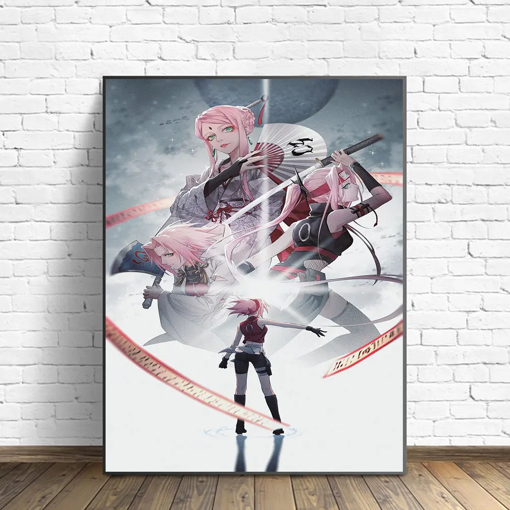 

Classic Japanese Anime Naruto Canvas Painting Haruno Sakura Character Posters Prints Comic Wall Art Pictures Children Room Decor