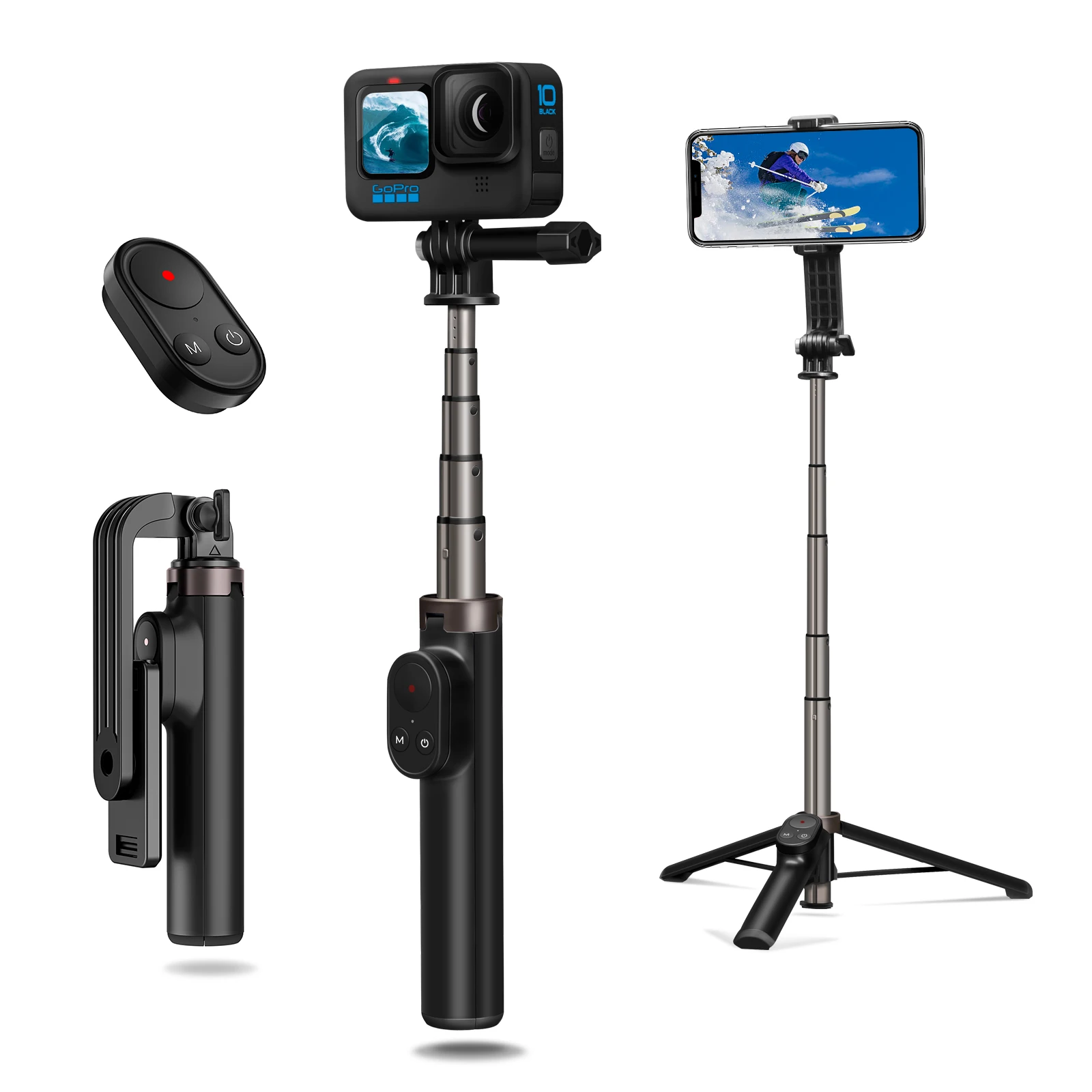 

TELESIN Wireless Bluetooth Remote Control For GoPro Hero 10 9 8 Max Selfie Stick Tripod For IPhone Andriod IOS Phone Accessories