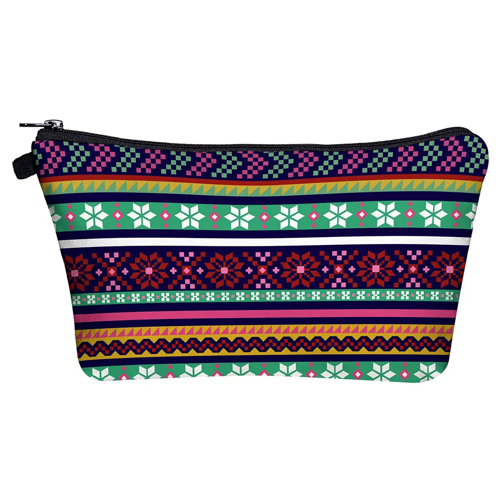 

Striped Snowflake Printed Christmas Gift Bag New Fashion Cosmetic Bags High Quality Women Makeup Bag Hot Sale Small Toiletry Bag