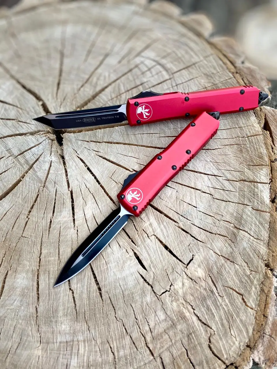 Нож Microtech Ultratech Автоматический фронтально-выкидной красный