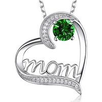 mom heart shaped zircon necklace for mothers day best gift elegant charms pendant necklace high quality jewelry