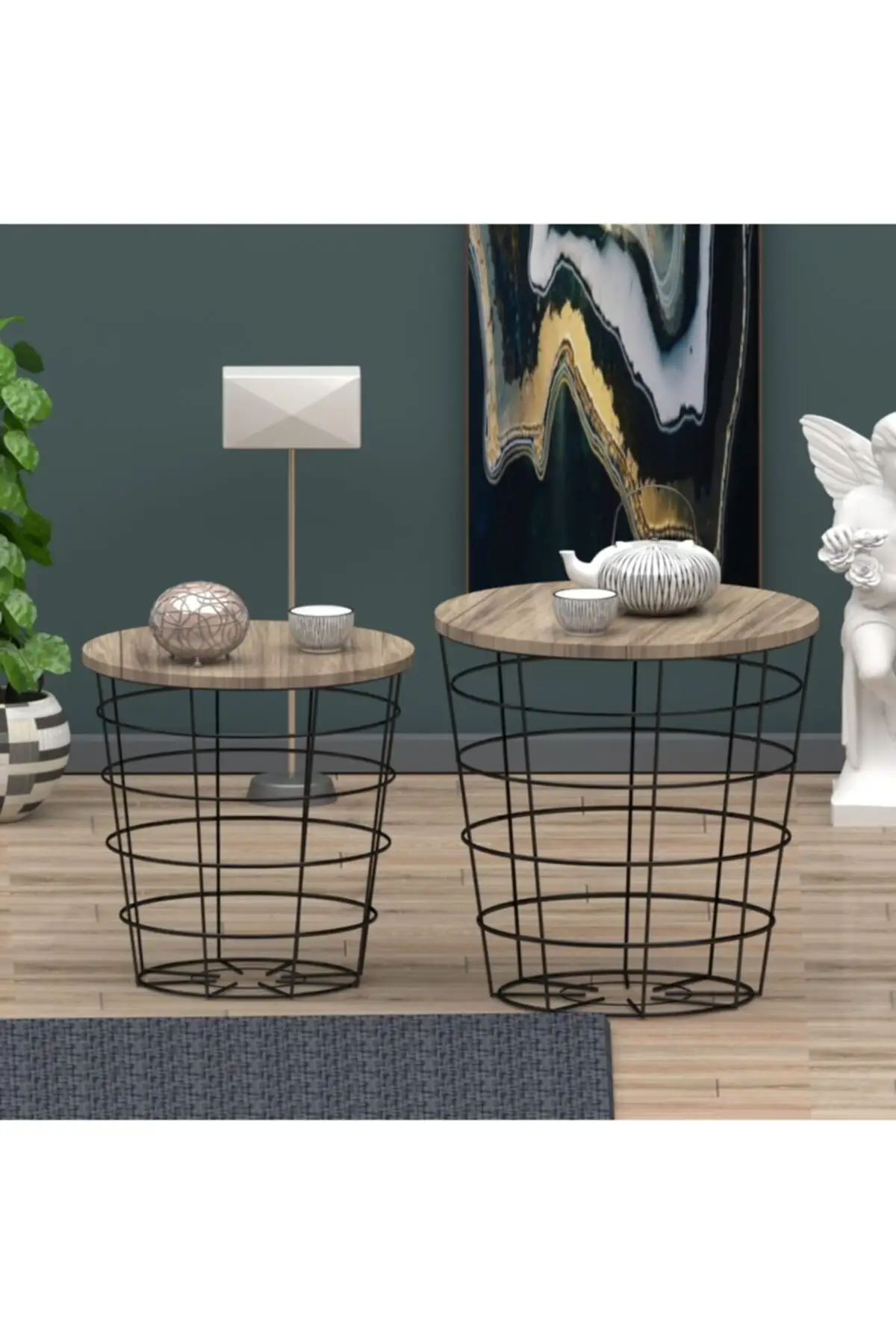 

Home Products Coffee Table 2 Zigon Metal Basket Wooden Coffee Table