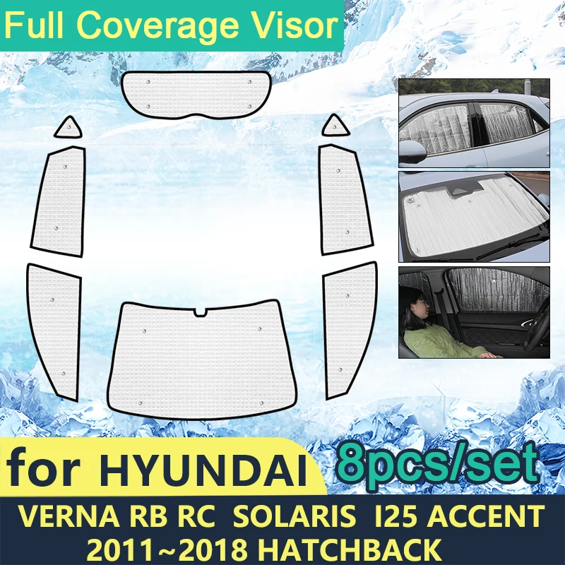 Full Cover Sunshades For Hyundai Verna RB RC 2011~2018 Hatchback Solaris i25 Accent Grand Avega Car Windshields Accessories 2015