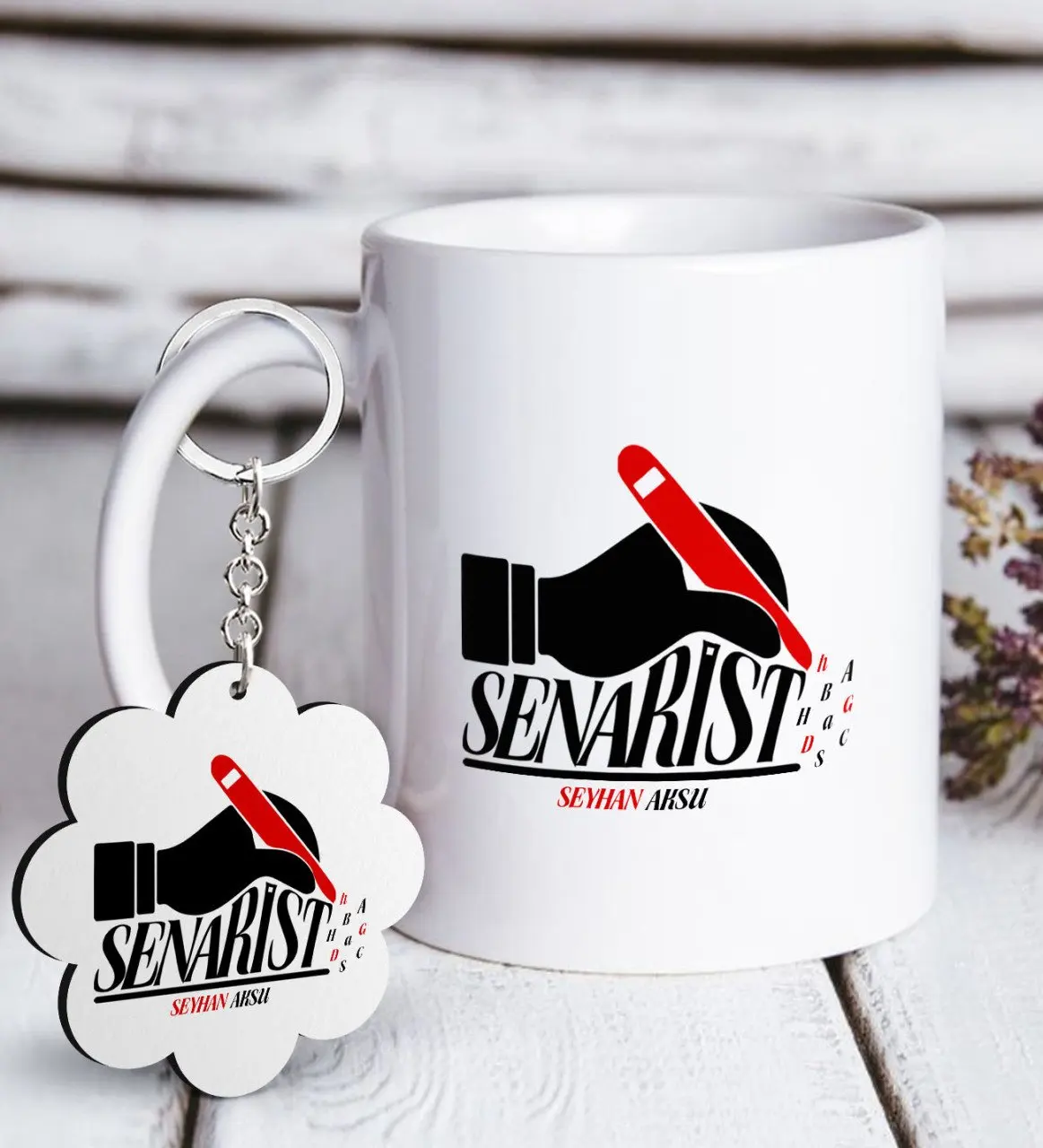 

Personalized Professional Senarist White Mug and Keychain Gift Seti-1