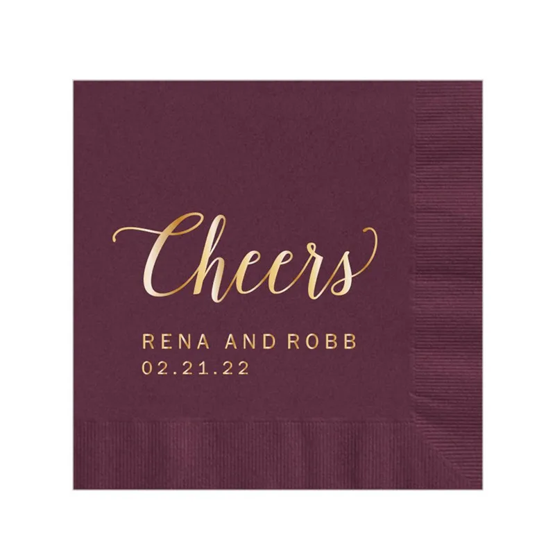 Personalized Napkins Printed Wedding Napkins Custom Monogram Printed Bridal Shower Cocktail Beverage Luncheon Dinner Guest Towel