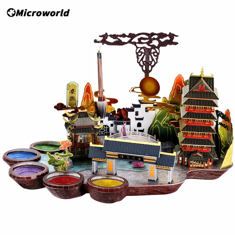 

Microworld World Architecture Building Anhui Model 3D DIY Jigsaw Metal Laser Cut Puzzle Assemble Toys For Adult Gift Collection