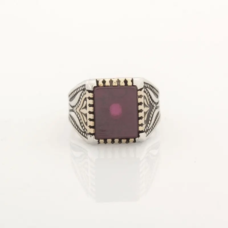 

925 Sterling Agate Stone Silver Ring Fashion Turkish Premium Quality Handmade Jawelery