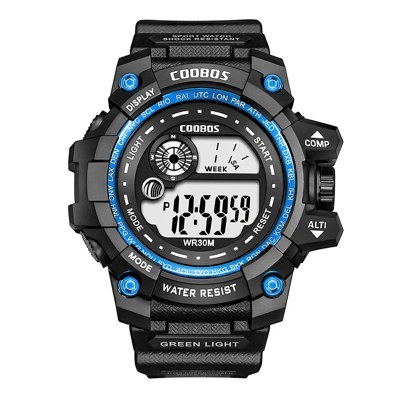 COOBOS New Men LED Digital Watches Luminous Fashion Sport Waterproof Watches For Man Date Army Military Clock Relogio Masculino