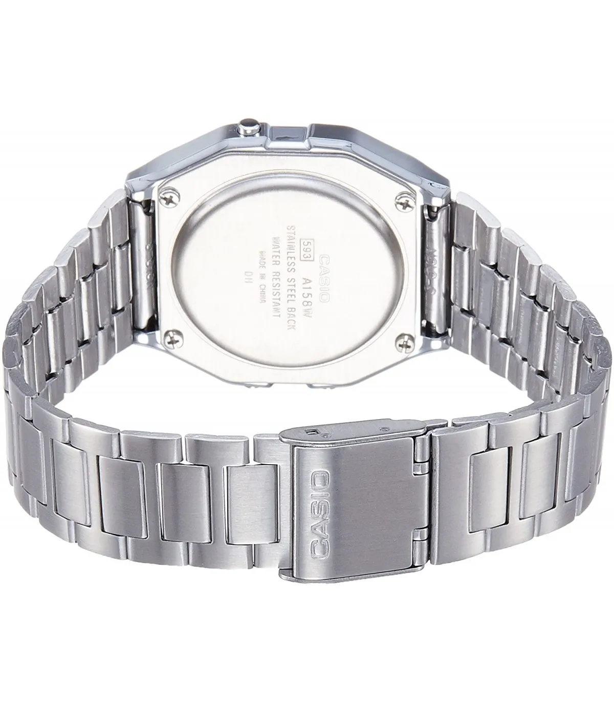 Digital Watch female child Casio A158WA-1Q silver plated alarm-led light Men's A158WA-1 Stainless Steel | Наручные часы