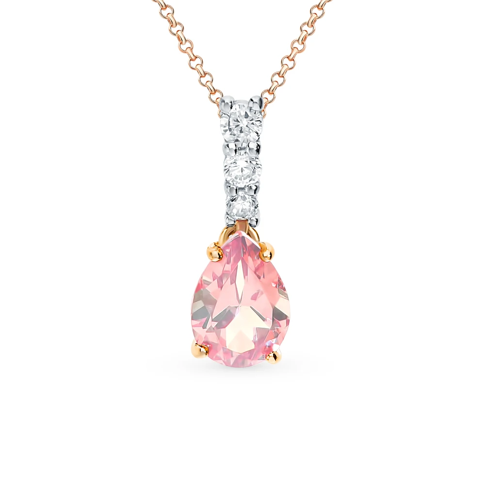 Золотая подвеска с наноситалом(хамелеон) и фианитами SUNLIGHT проба 585|Подвески| |