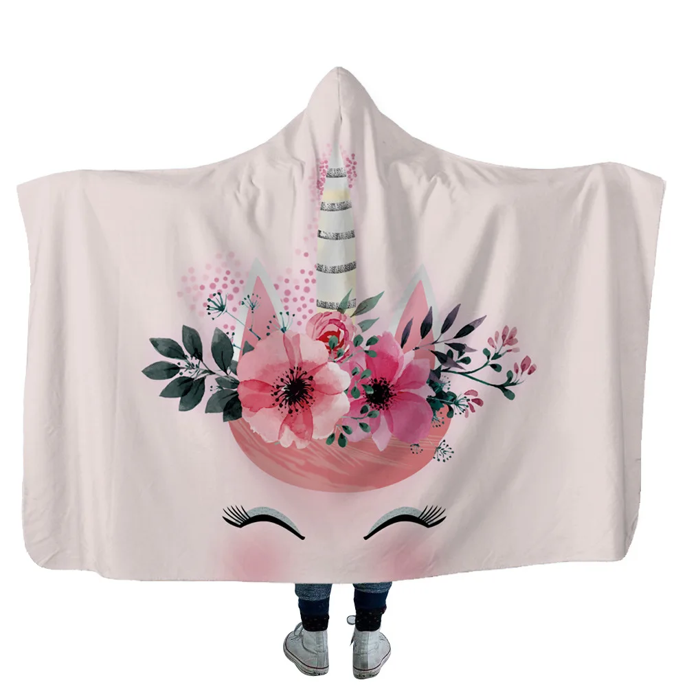 Аниме рогатый с изображением лошади плюша на меху капюшоном и застежкой Одеяло