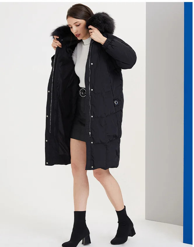 Obrix зимняя женская куртка с наполнителем из утиного пуха теплая меховая