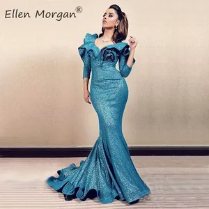 Блестящие арабские вечерние платья русалки 2020 концертные мероприятия Belques 34 с длинными рукавами винтажные вечерние платья для женщин одежда