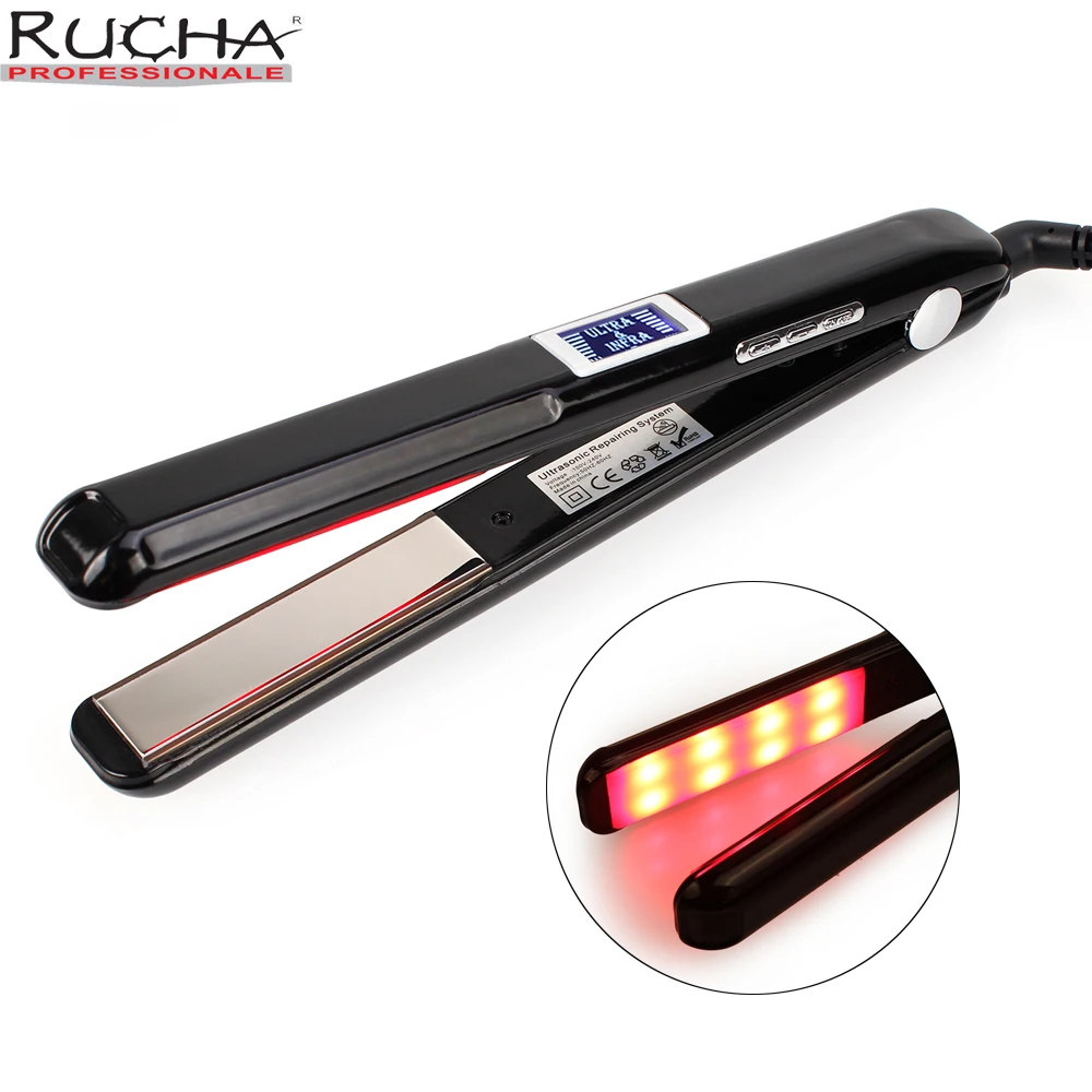 

Hair Straightener Infrared and Ultrasonic Profession Cold Hair Care Iron Treatment for Frizzy Dry Recovers Damage Flat Irons
