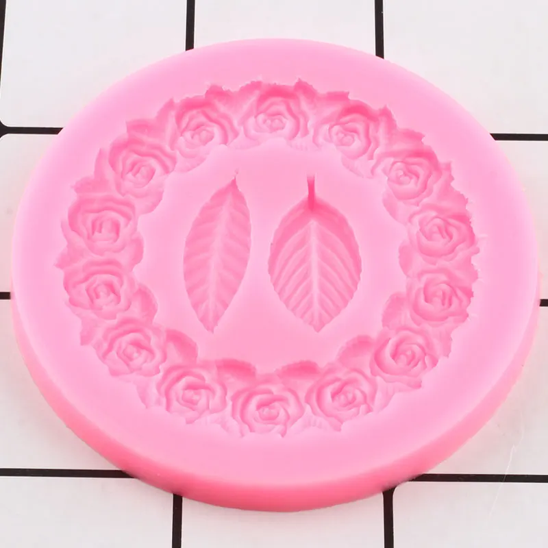

3D Rose Garland Silicone Mold Leaves Fondant Cupcake Topper Molds Sugarcraft Cake Decorating Tools Chocolate Gumpaste Moulds
