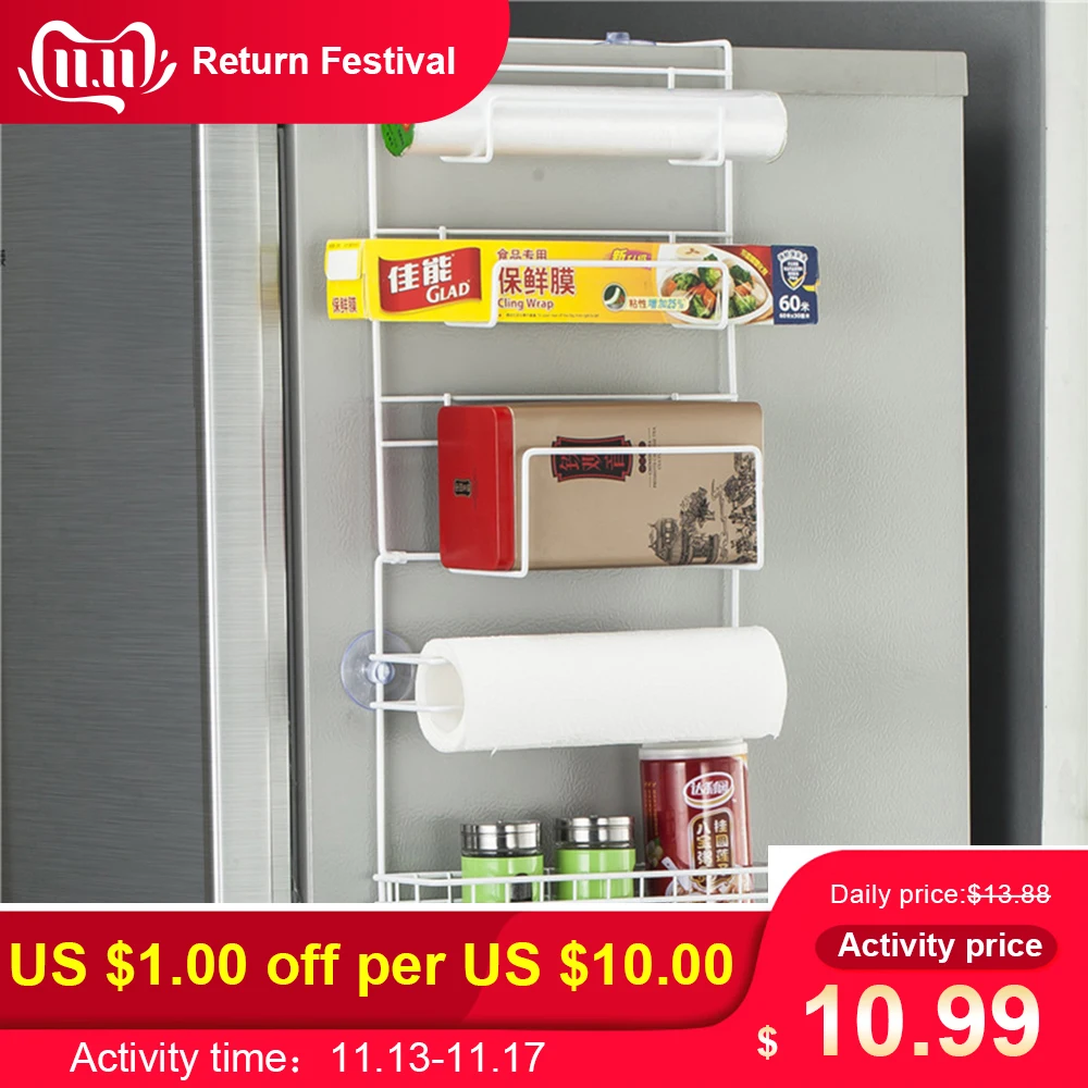 Многослойная Складная стойка для хранения холодильника боковая полка боковой