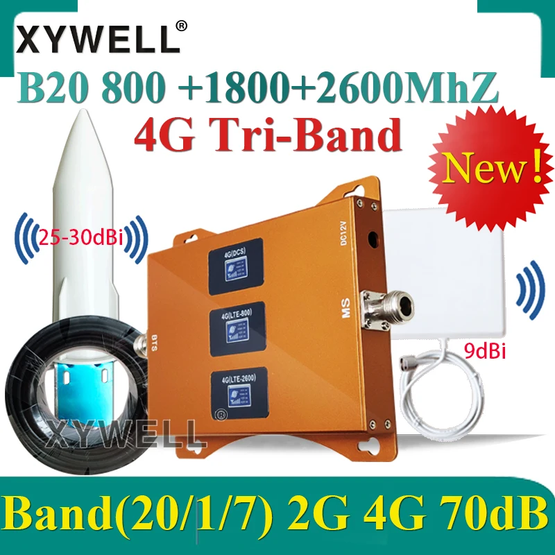 Новинка! Трехдиапазонный усилитель сотового сигнала B20 800/1800/2600 МГц 2g 3g 4g LTE DCS 4G