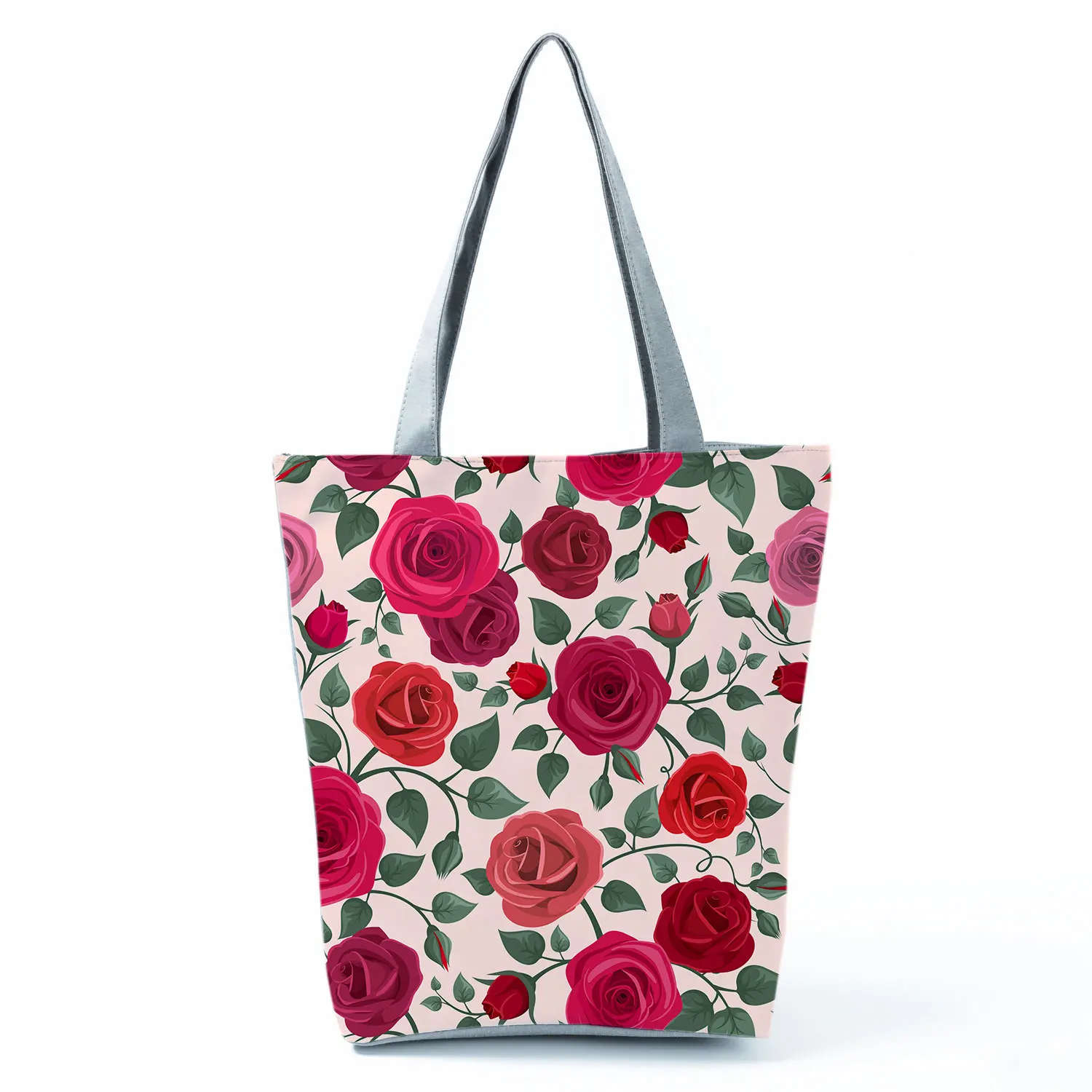 

Vintage Red Rose Print Customized Eco Shopper Travel Tote Bag Large Women's Bag Reusable Grocery Bags Pretty Handbag Organizer