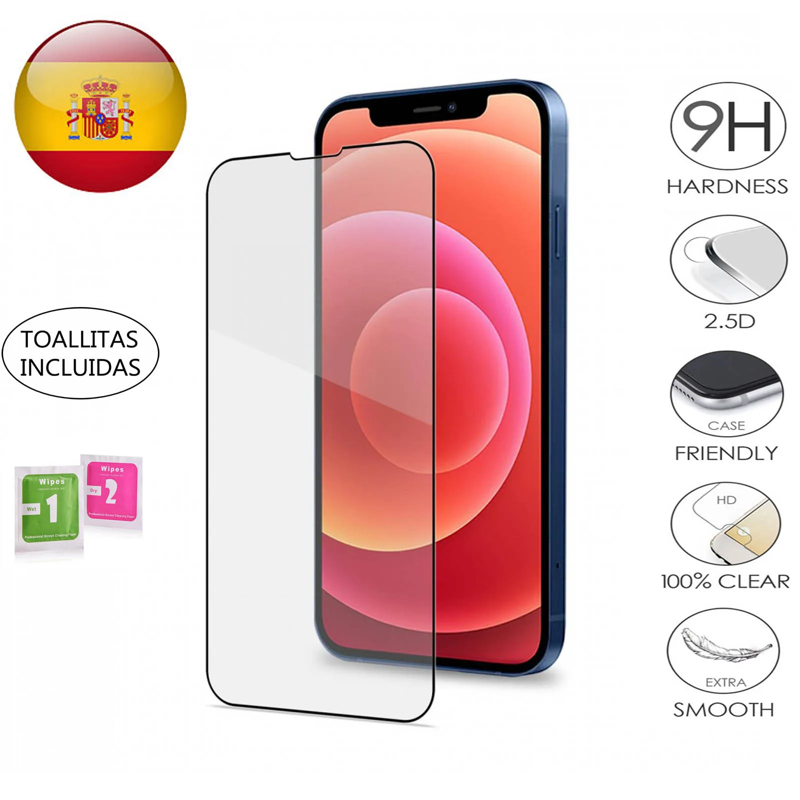 Tempered Glass Screen Protector For IPHONE 5 5s 5C SE 6 6S 7 8 11 PLUS X XS XI 12 13 14 12 PRO 12 Mini 12 Pro Max Black