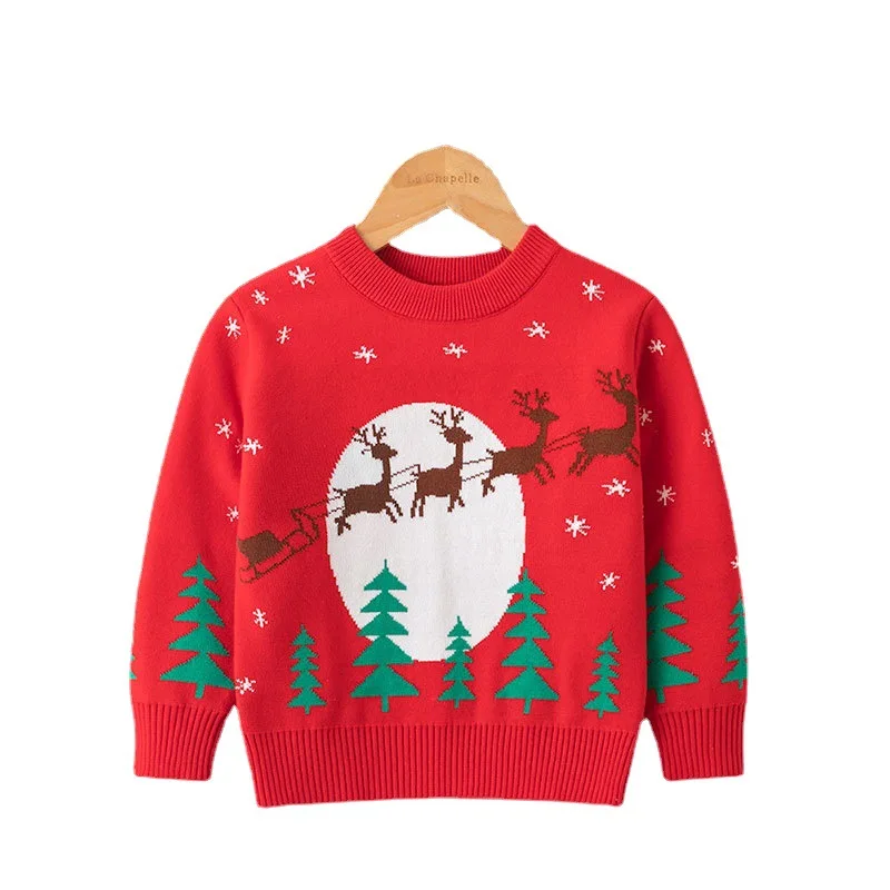

Girl Boy Ugly Christmas Sweater Kids Cotton Knitted Double Layer Funny Santa Claus Deer Pullover Xmas Sweater Winter Clothing