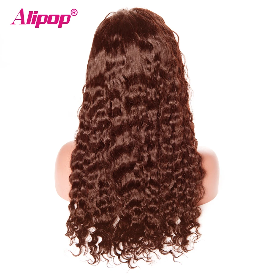 #4 Human Hair Wigs Water Wave Lace Front Pru Placked Brazilian Remy T Part Wig 8-26 Inch 180% Density | Шиньоны и парики