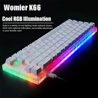 womier k66 hot swappable mechanical gaming keyboard tyce c wired rgb backlit gateron switch crystalline base for office typing