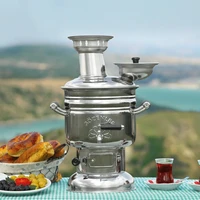 stainless steel samovar wood burning coal stove camping gardens water heater brewing tea kettle 4l