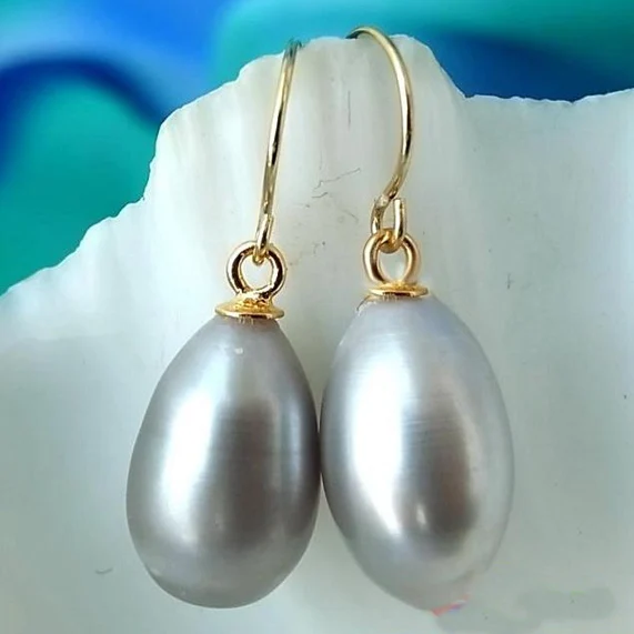 

Unique Design AAA+ 14mm Drip Gray Freshwater Pearls 14k Gold Dangle Earrings Wedding Birthday Party Chirstmas Lady Gift