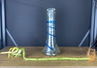 

Blown Glass Handmade Blue Bamboo Vase